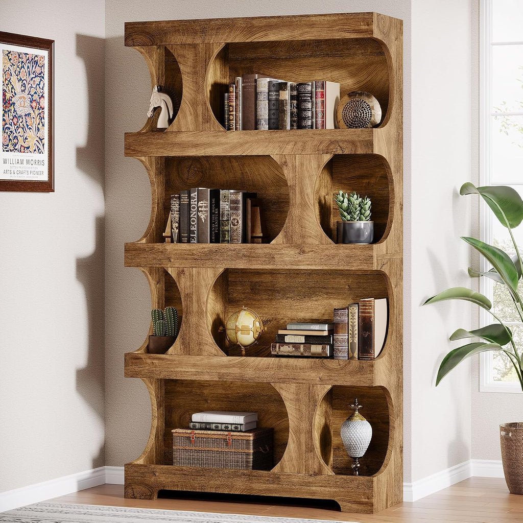71-Inch Asymmetrical 4-Tier Bookcase