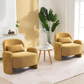 LOULENS Accent Chair Set of 2, Linen Fabric Lounge Armchair, Yellow