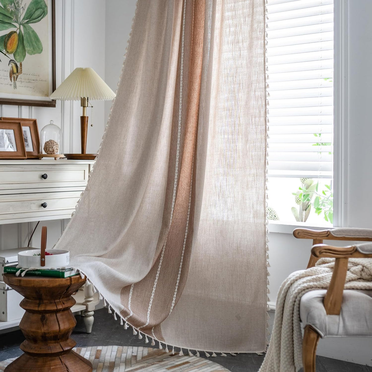 Boho Tassel Rod-Pocket Curtain Panel