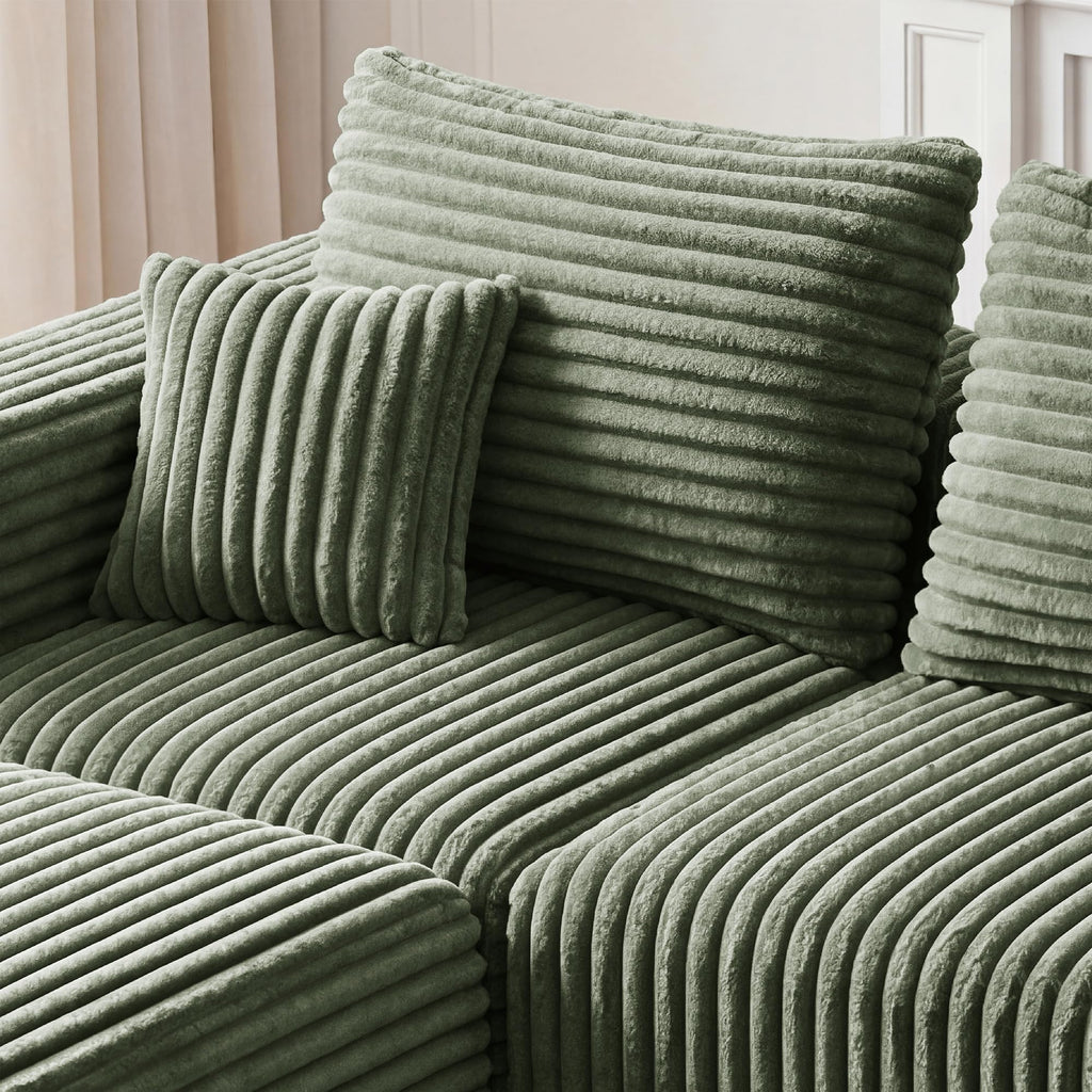 Modular Boneless Loveseat Sectional Cloud Sofa Comfy Deep Seat Corduroy Small Couch