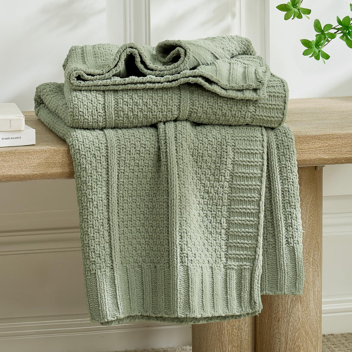 Moss-Stitch Chenille Throw Blanket