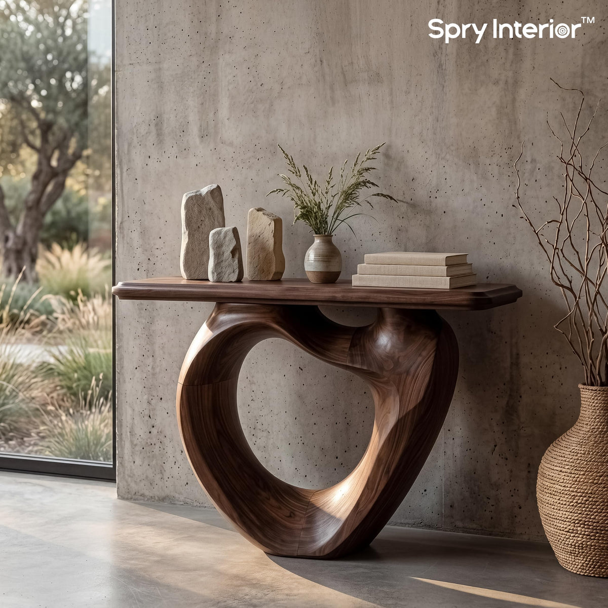 Monkey Pod Console Table No. 11, Hand-Carved Live Edge
