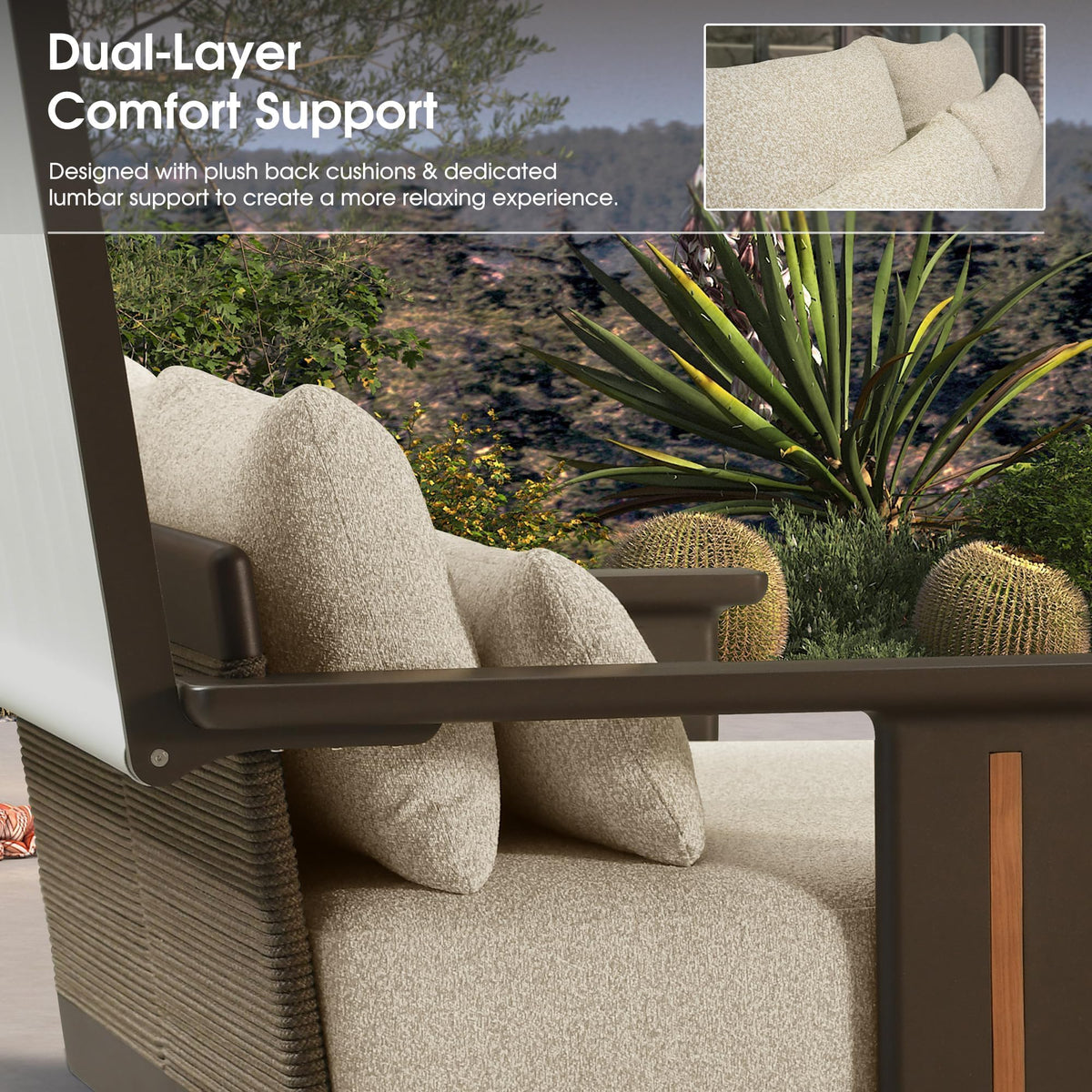Patio Chaise Lounge with Lumbar Pillow