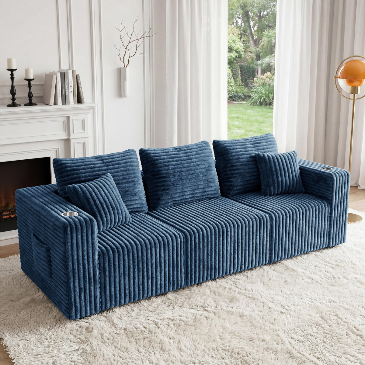 Modular Boneless Loveseat Sectional Cloud Sofa Comfy Deep Seat Corduroy Small Couch