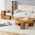 Modern Coffee Table with End Table Set, 30 Inch Combination Wooden Round Coffee Table Minimalist Center Table for Living Room, Bedroom, Office
