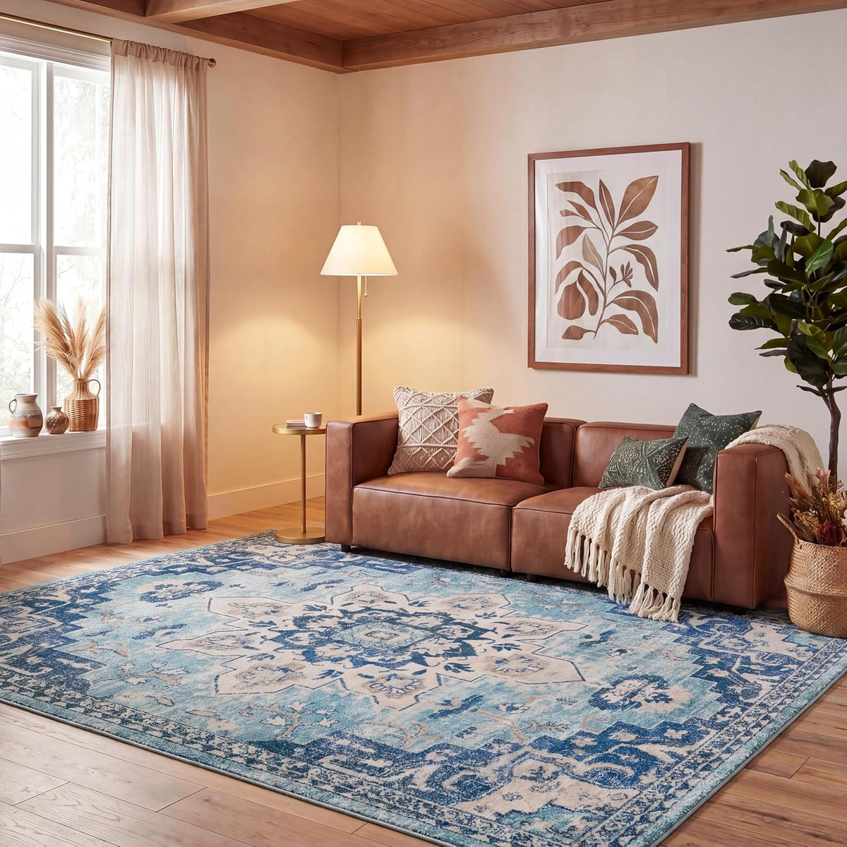 SAFAVIEH Madison Area Rug 8'x10', Traditional Ivory & Light Blue MAD473D