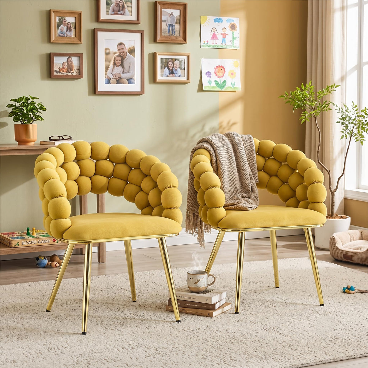 Bubble-Back Velvet Dining Chairs