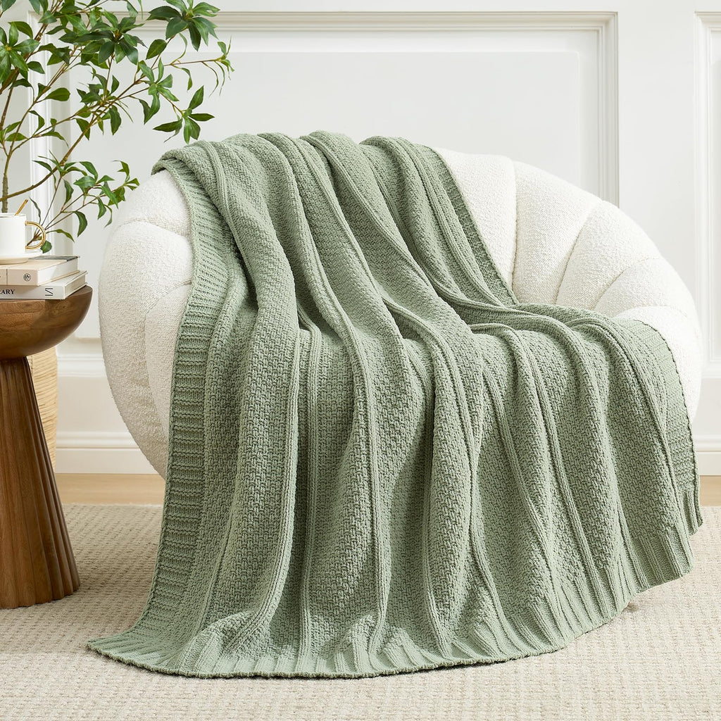 Moss-Stitch Chenille Throw Blanket