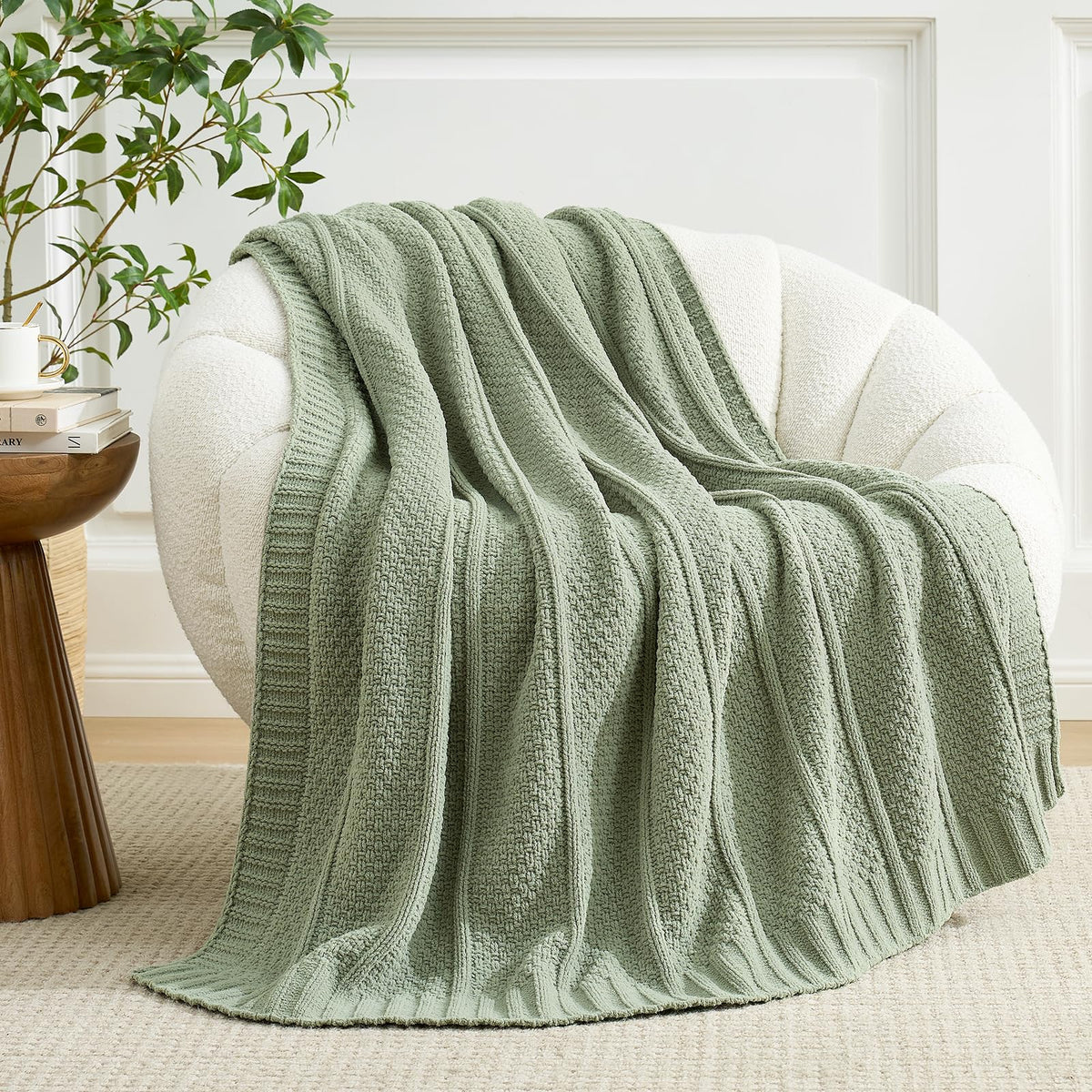 Moss-Stitch Chenille Throw Blanket