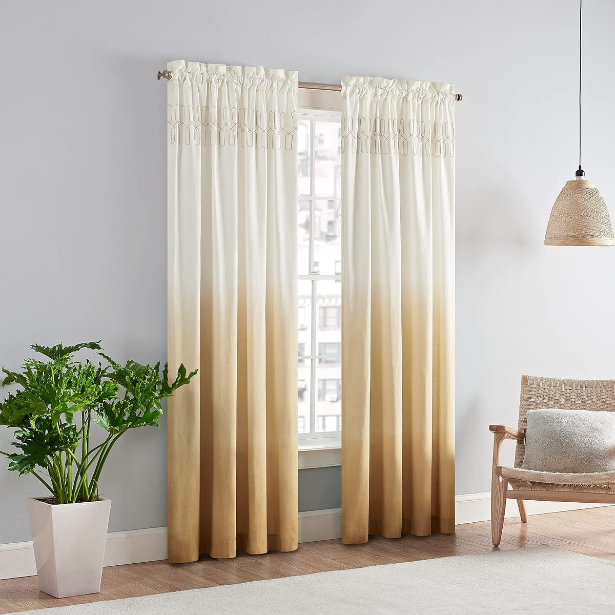 Boho Ombre Rod-Pocket Curtain Panel