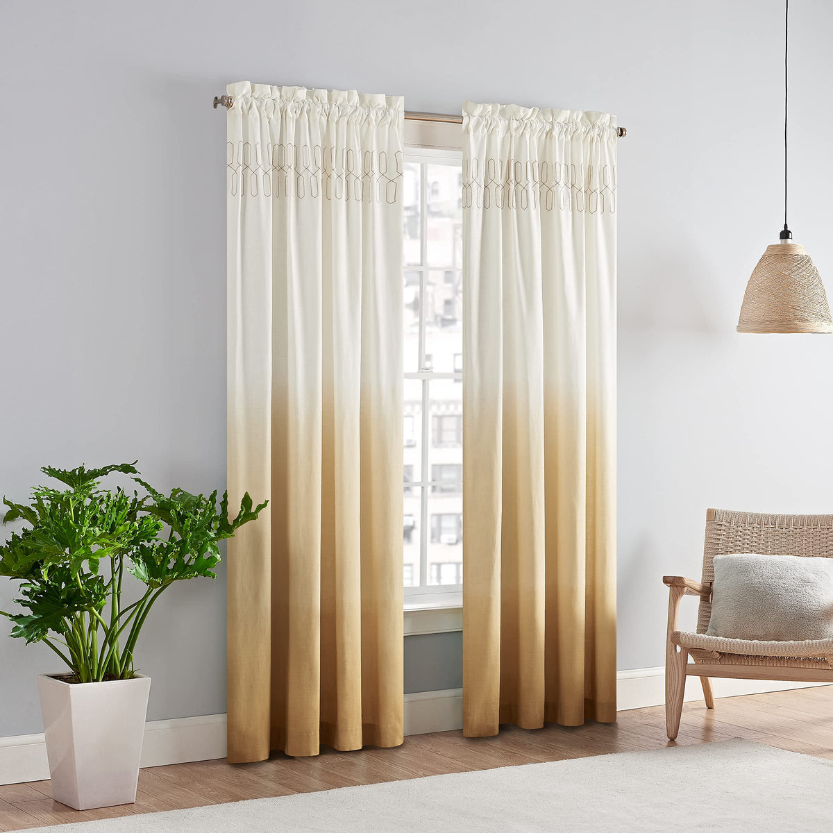 Boho Ombre Rod-Pocket Curtain Panel
