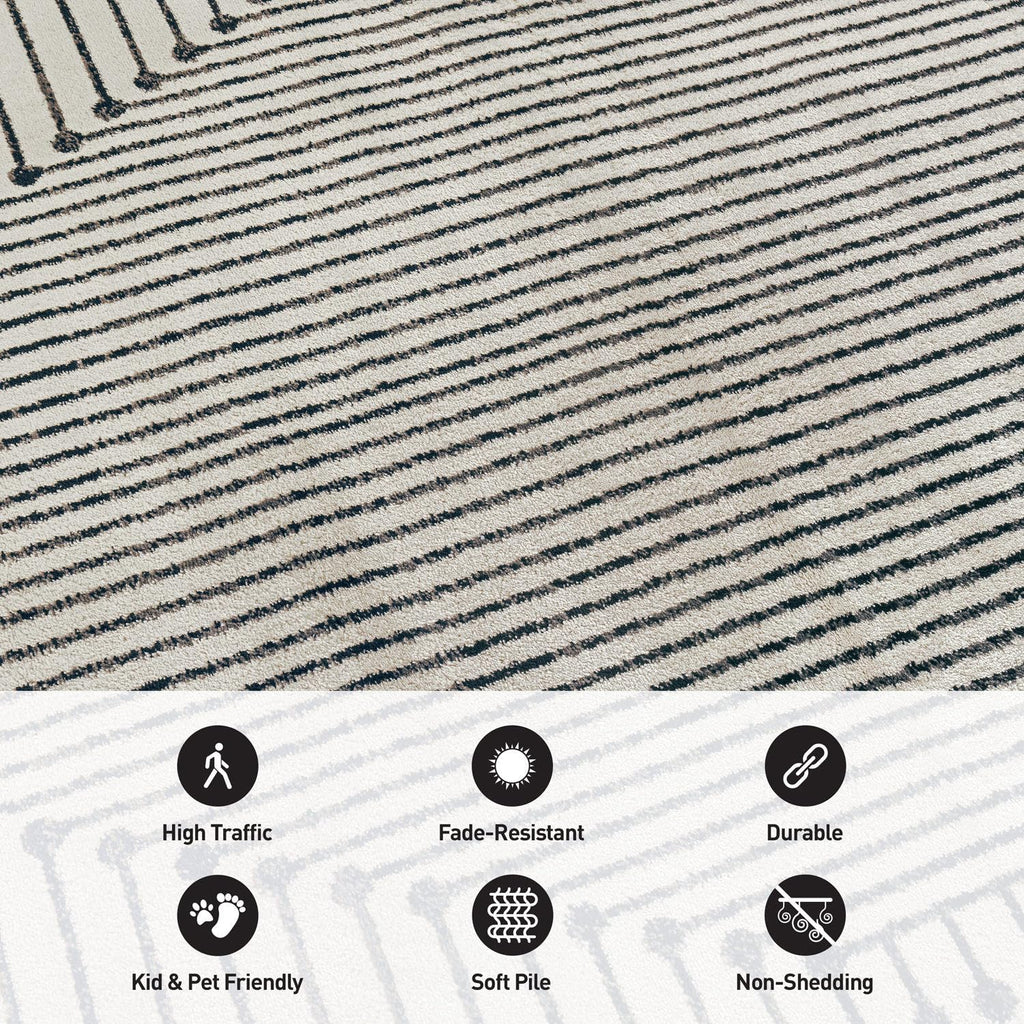 Rugshop Contemporary Bohemian Stripe Area Rug 7'10" x 10' Black