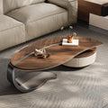 Leaf-Shaped Coffee Table with Two Drawers