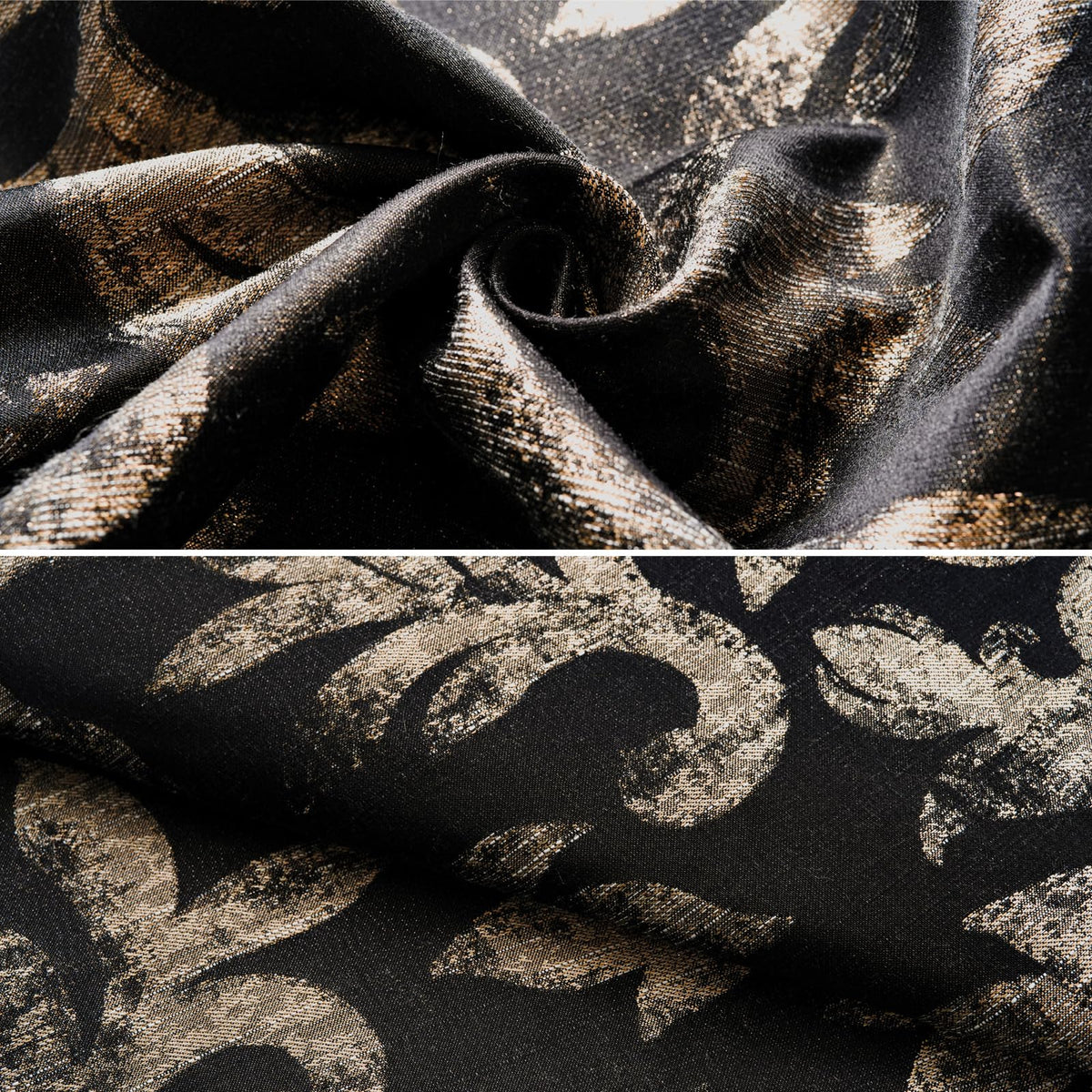 CozyDH Black Gold Jacquard Comforter Set California King, 7PCS Bed in a Bag