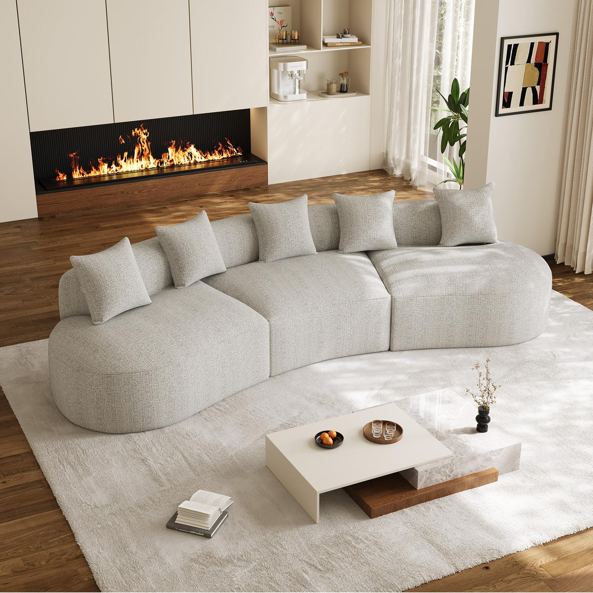 Oversized Chenille Cloud Sectional with Pillows