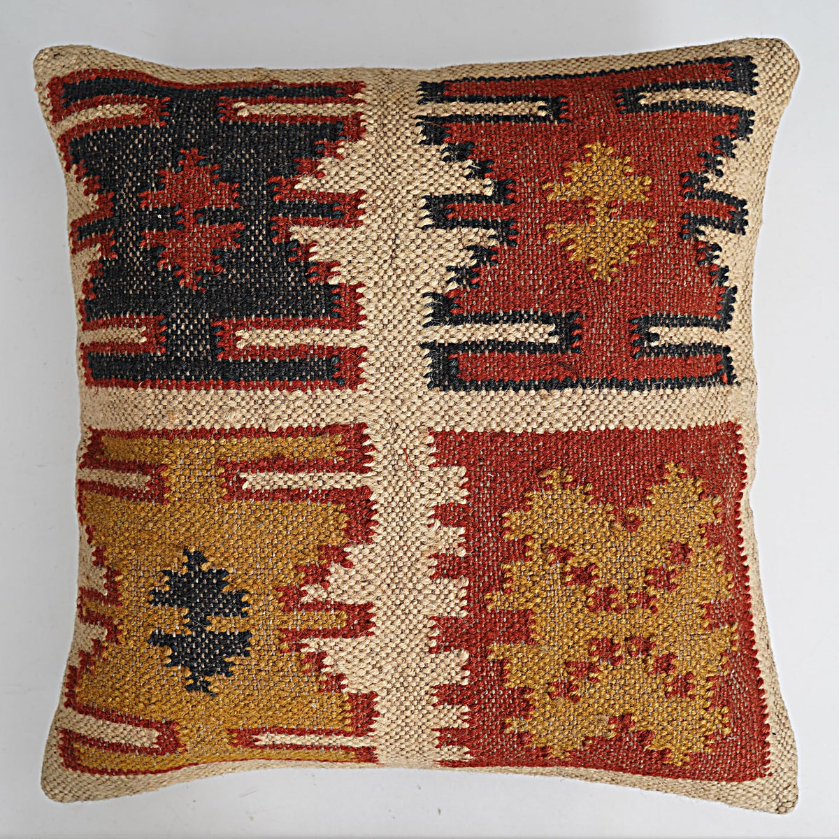 Indian Vintage Kilim Hand Loom Cushion Cover 18X18 Pillows Boho Ethnic Shams Jute