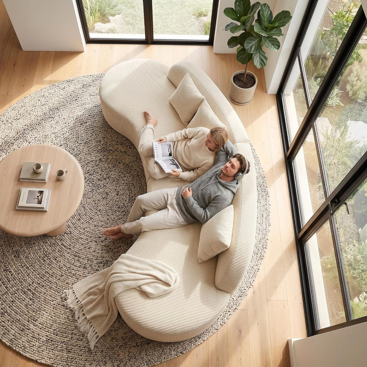 Boneless Corduroy Cloud Sofa with Pillows