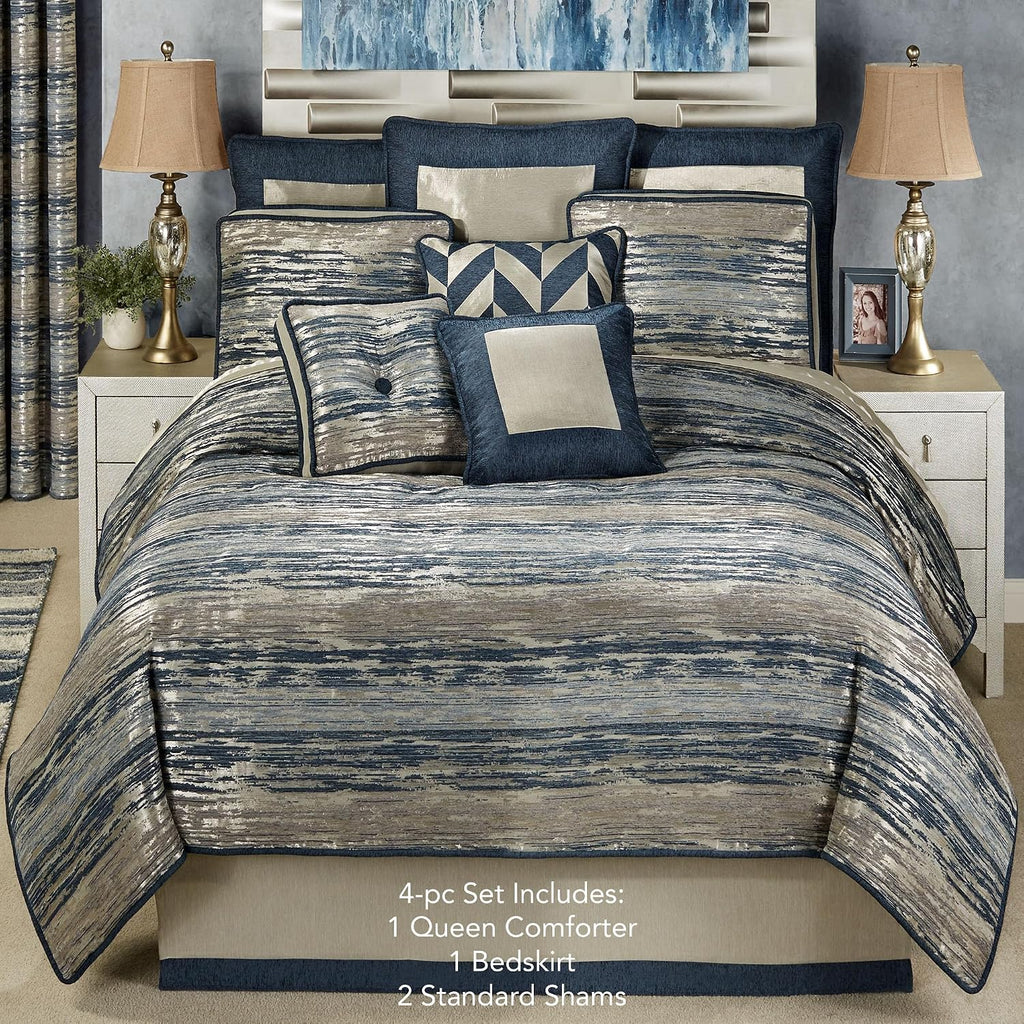 Spellbound Modern Luxury Comforter Bedding, Queen, 4 Pc Set