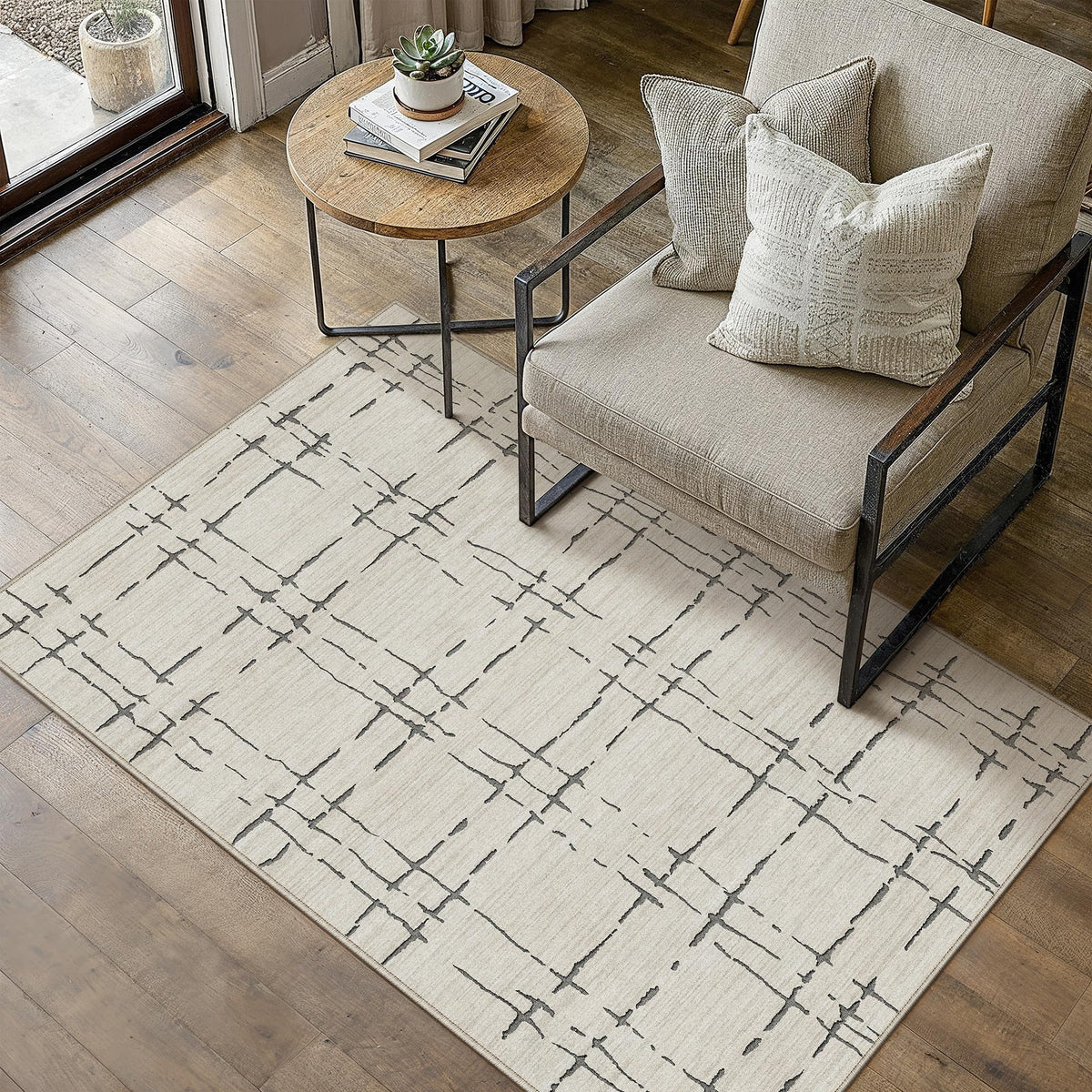 PureCozy 8x10 Beige Neutral Area Rug for Living Room Non Slip Carpet