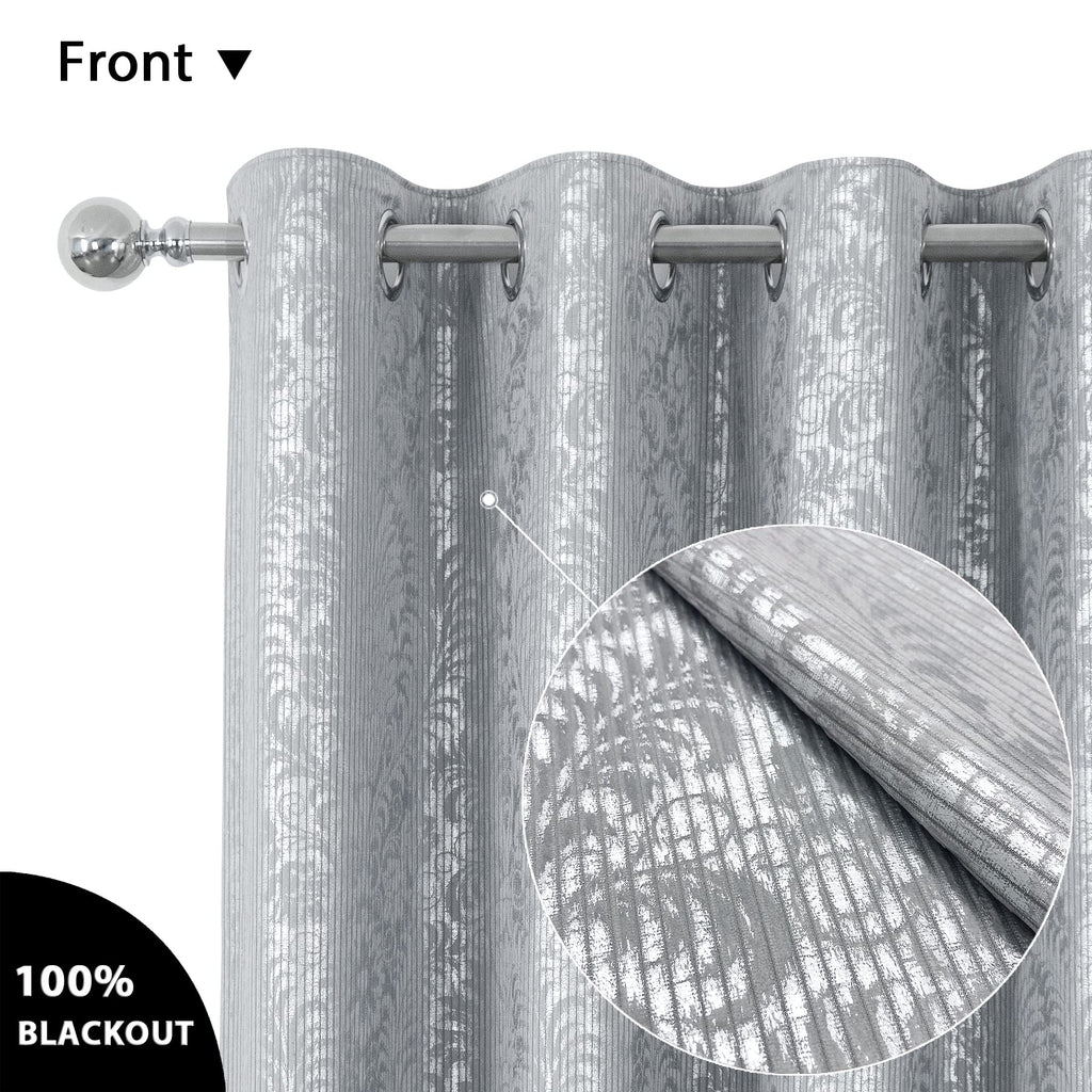 Damask Foil-Print Velvet Blackout Curtains