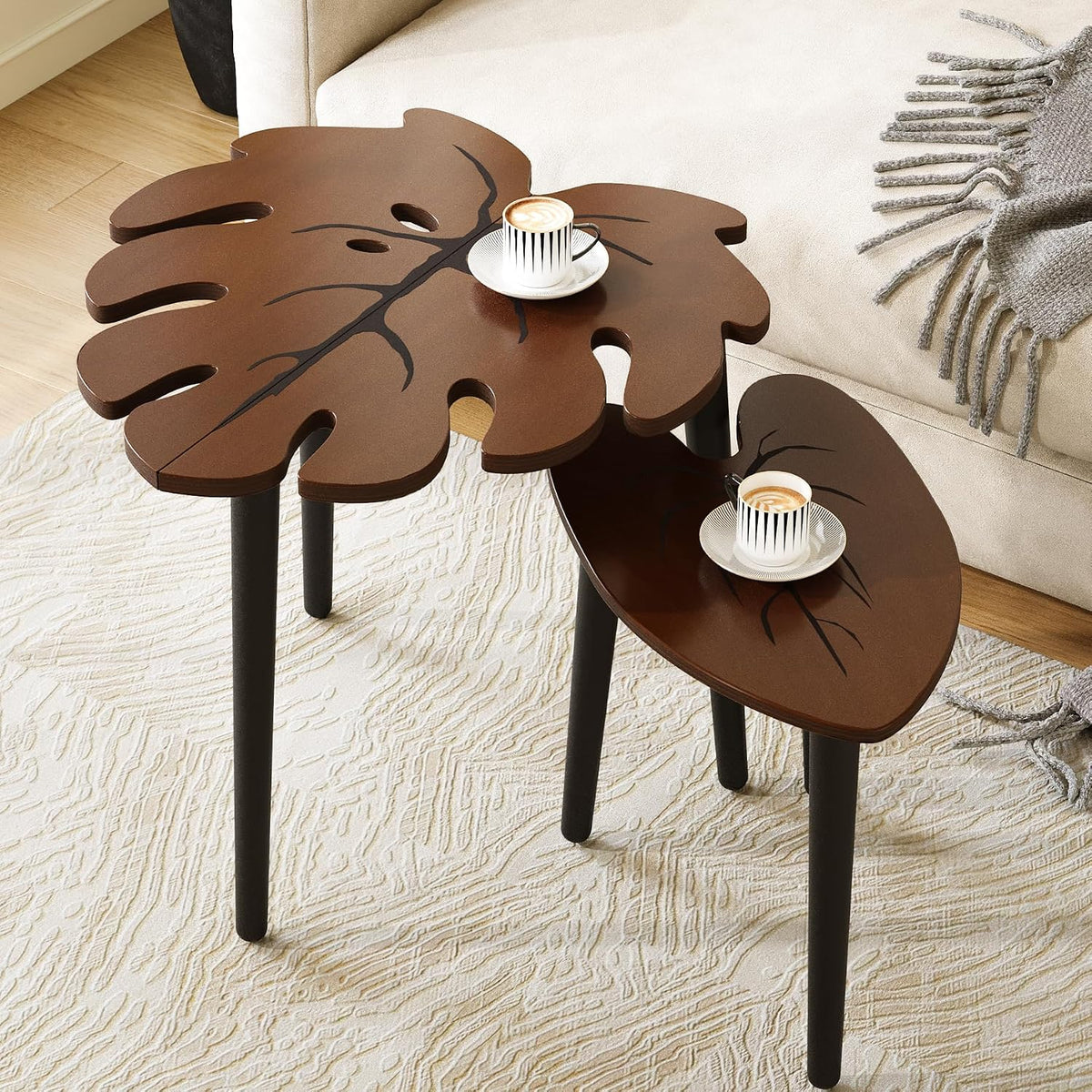 Monstera Leaf Nesting Tables, Set of Two