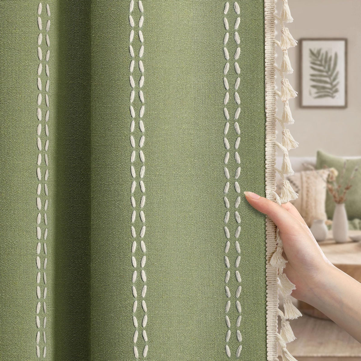 Boho Tassel Blackout Curtain Set