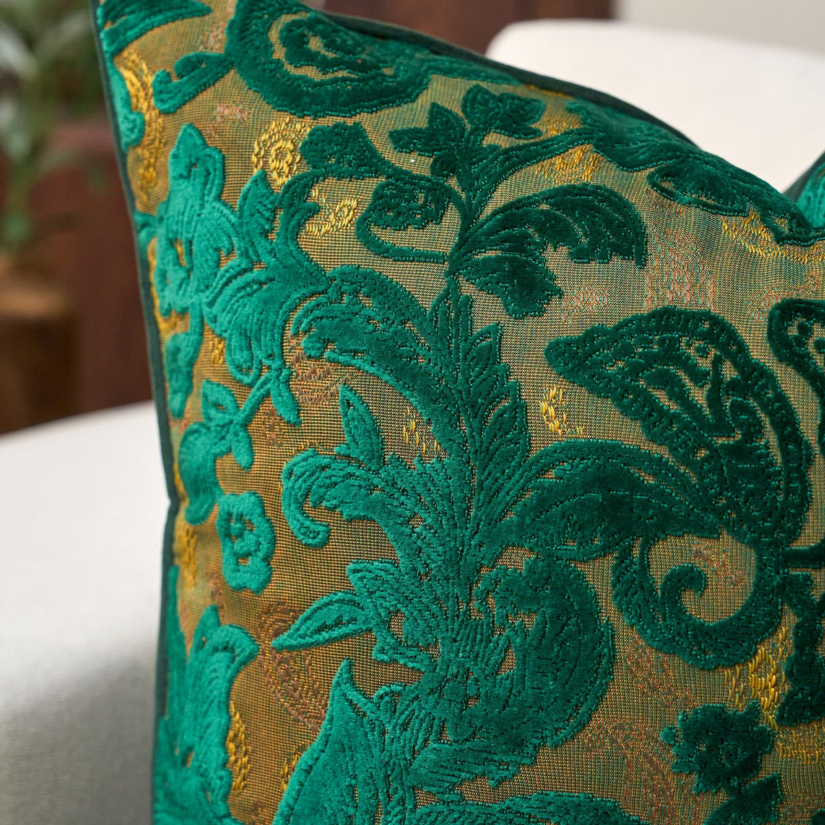 Vintage Floral Cut-Velvet Pillow Cover