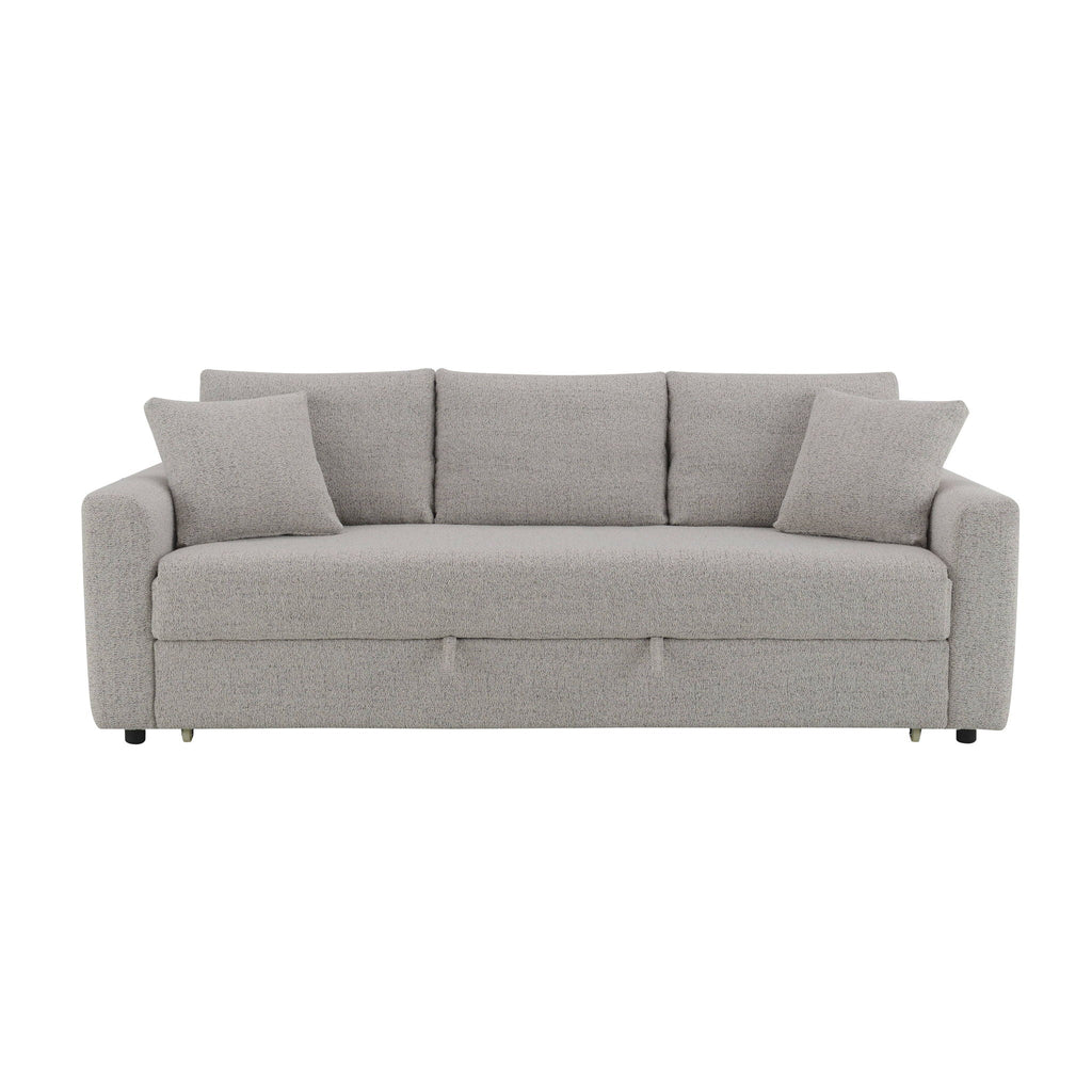 Connie Beige Bouclé Sleeper Sectional with Two Toss Pillows