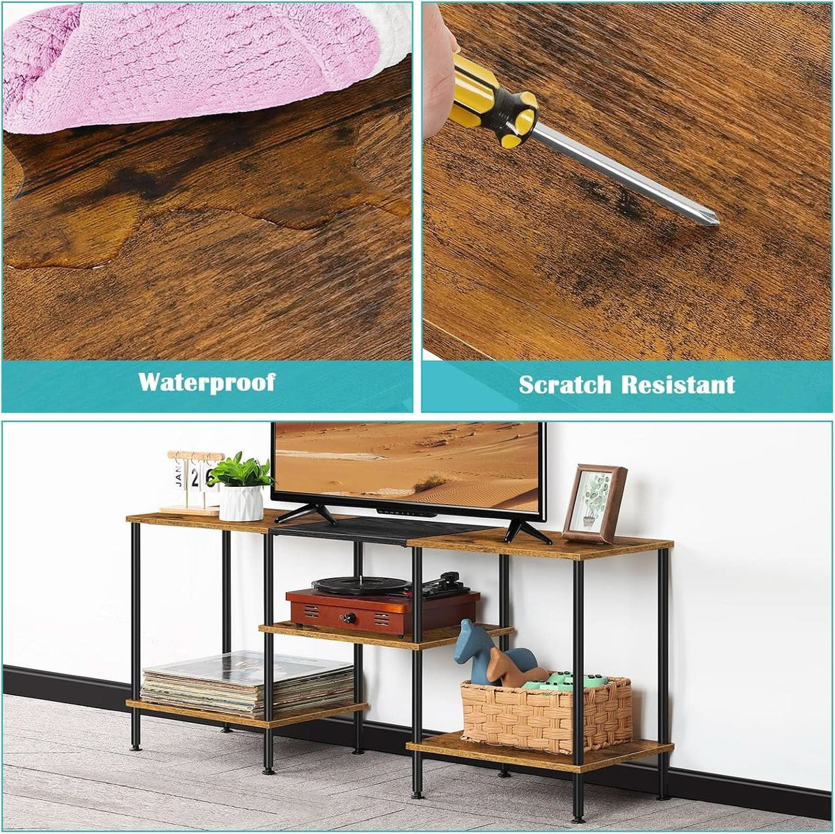 Brown 45-Inch Industrial TV Stand