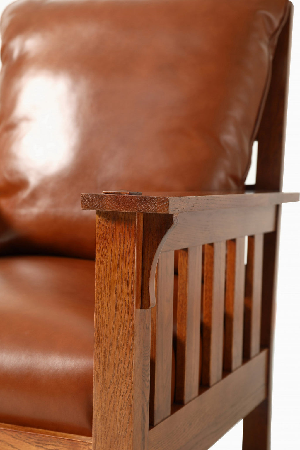 Russet Brown Craftsman Leather & Oak Armchair