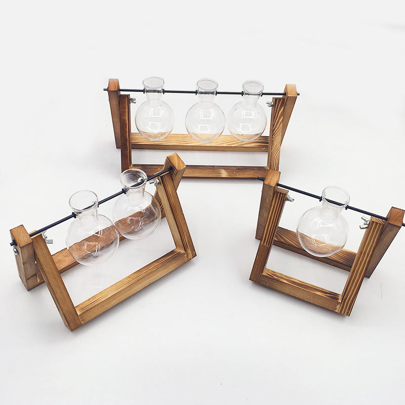 Swing Wood-Stand Glass Propagation Vase