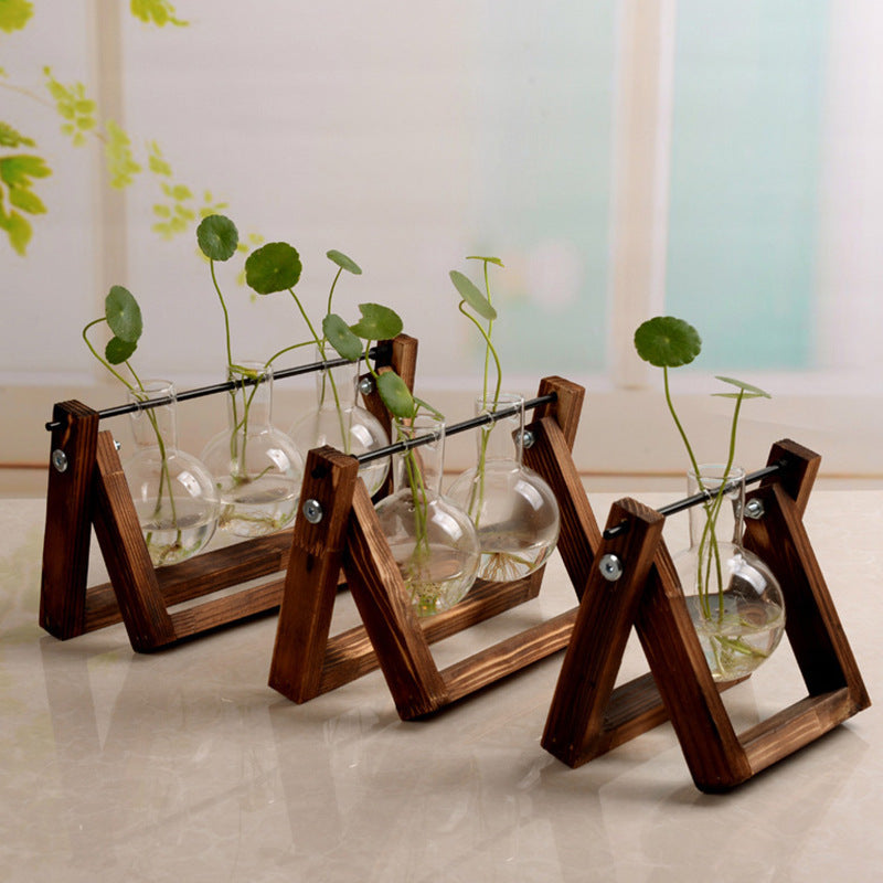 Swing Wood-Stand Glass Propagation Vase