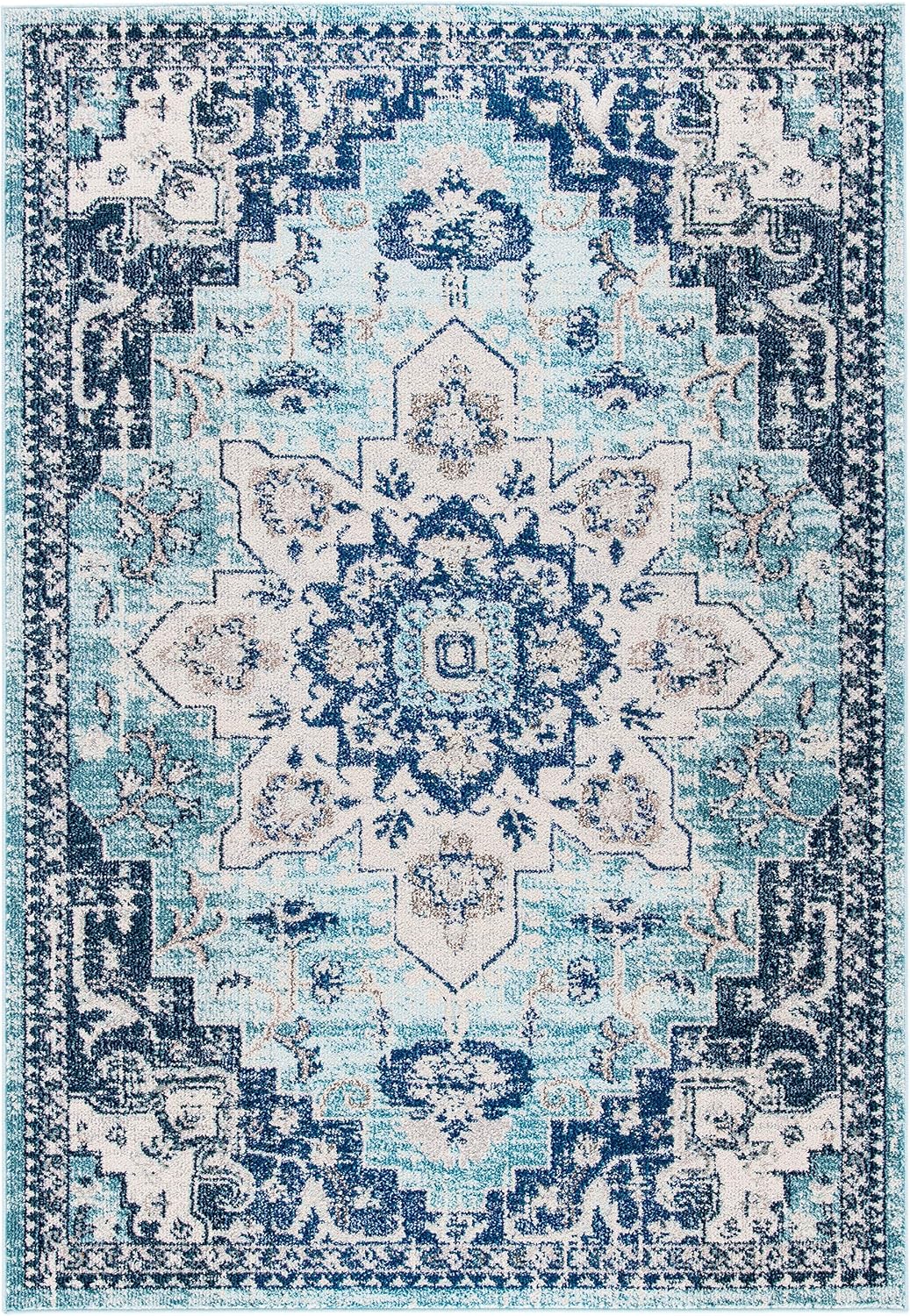 SAFAVIEH Madison Area Rug 8'x10', Traditional Ivory & Light Blue MAD473D