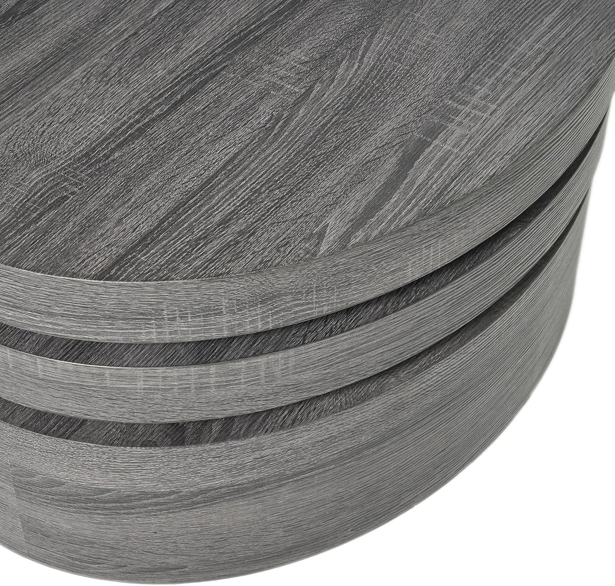 Matte Black Rotating Oval Coffee Table