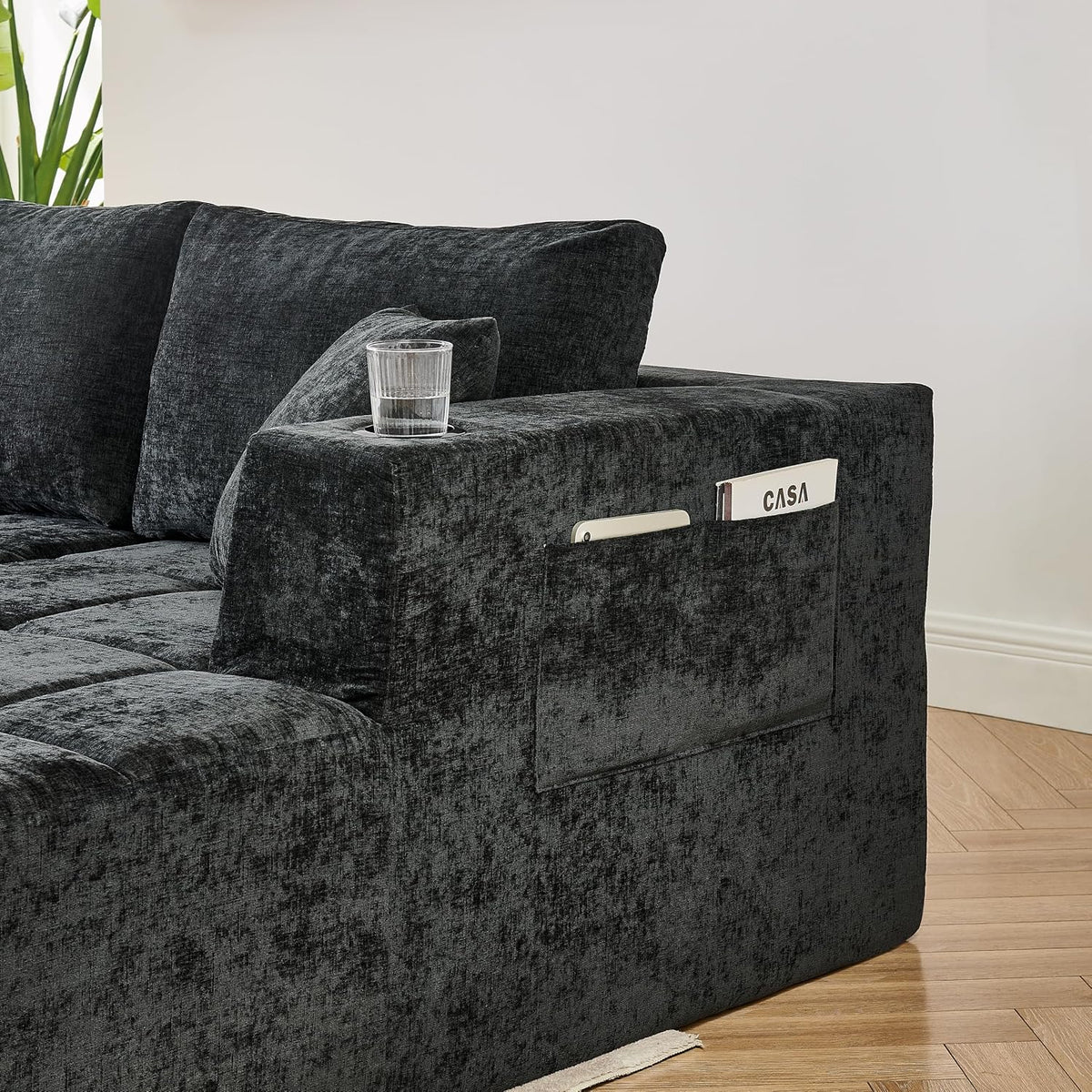 132" U-Shaped Sectional Couch Chenille Cloud Modular Sectional Sofa