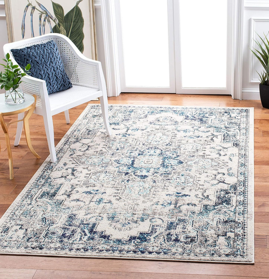 SAFAVIEH Madison Area Rug 8'x10', Traditional Ivory & Light Blue MAD473D