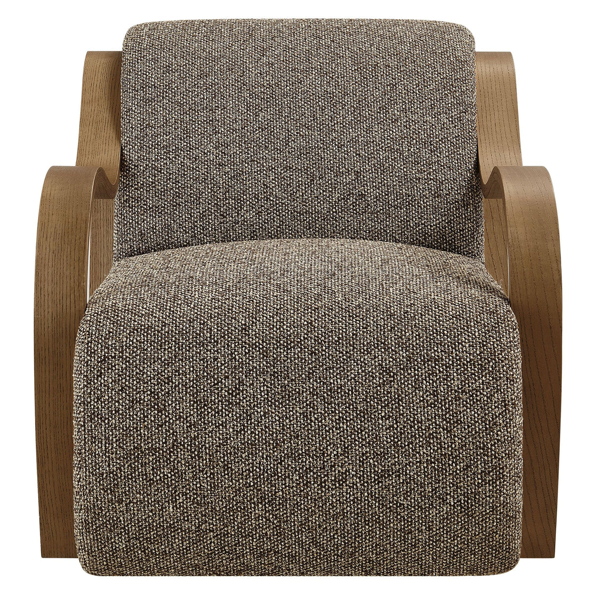 Modway Atrium Boucle Upholstered Lounge Chair in Cream with Sculptural Bentwood