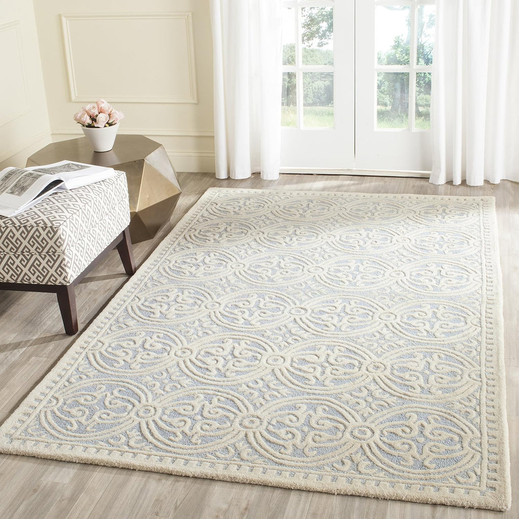 SAFAVIEH Cambridge Wool Area Rug 8'x10', Navy Blue & Ivory CAM123G