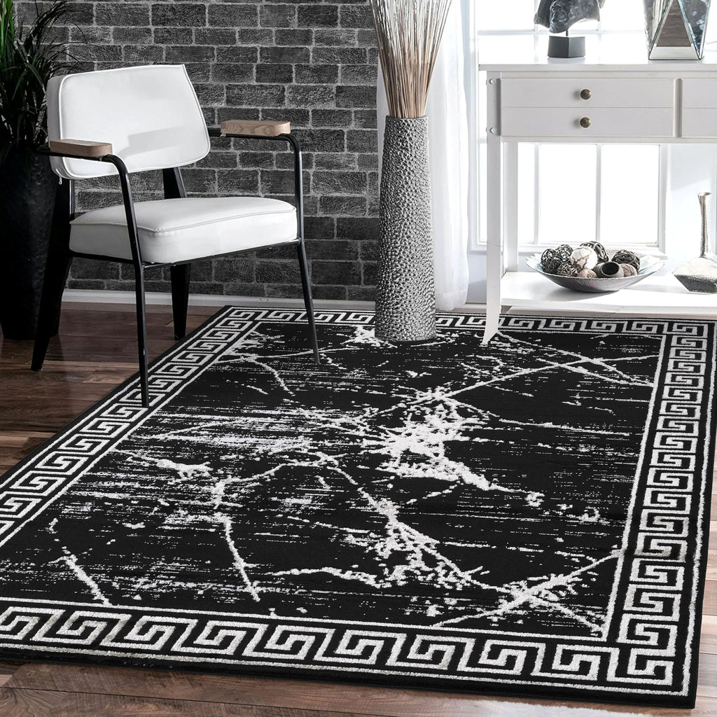 GLORY RUGS Area Rugs Marble 5X7 Cream Gold Carpet Modern Abstract Rug Living Room