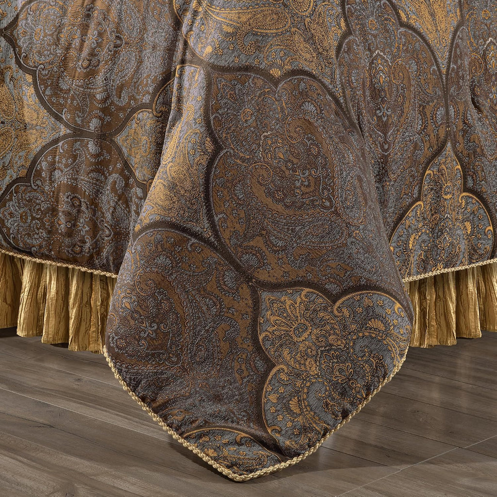 Loom and Mill Luxury Jacquard Comforter Set 9-Piece, Bronze Gold, Queen