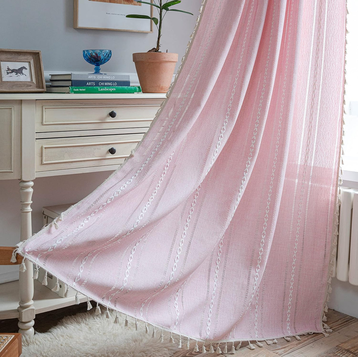 Boho Tassel Rod-Pocket Curtain Panel