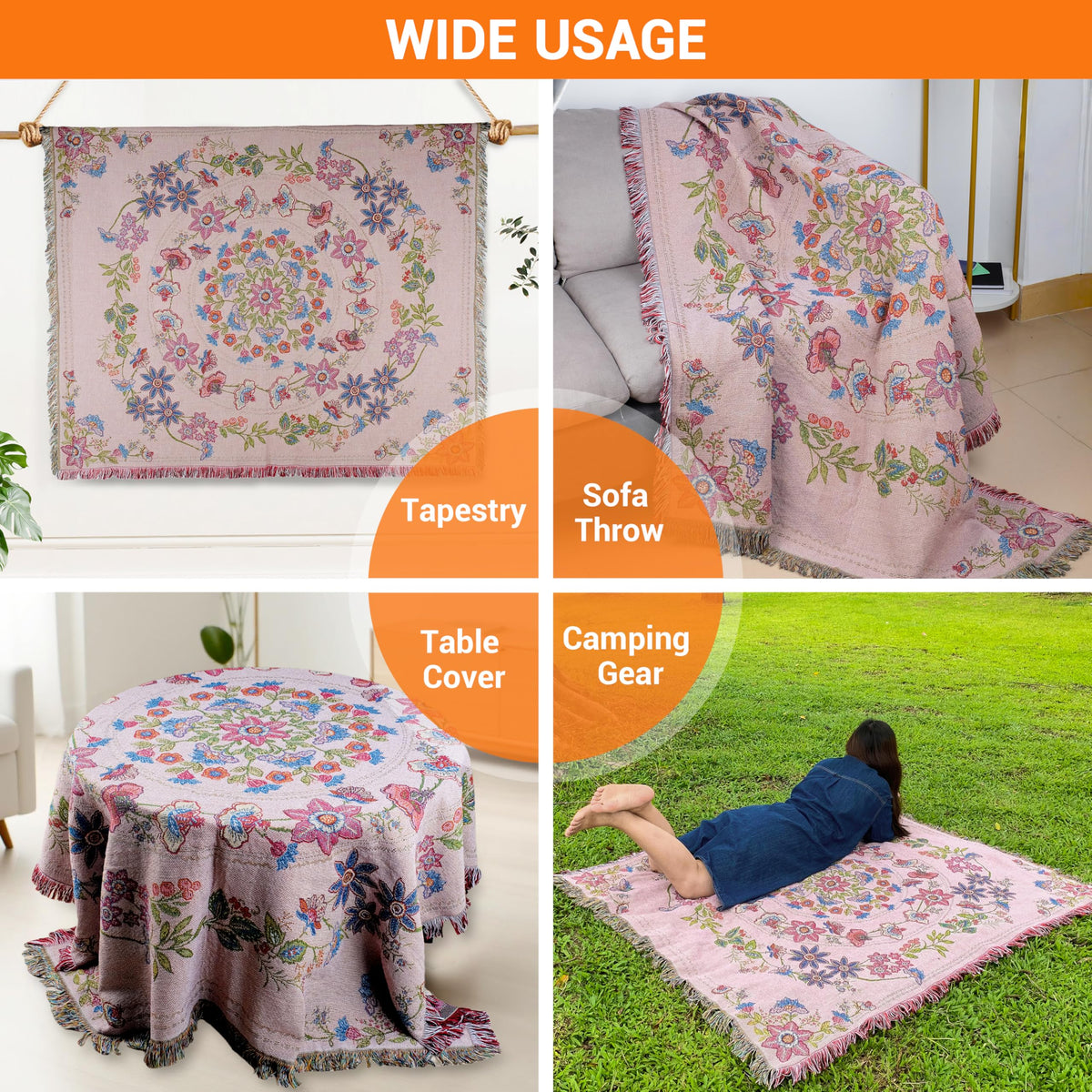 Reversible Boho Woven Throw Blanket