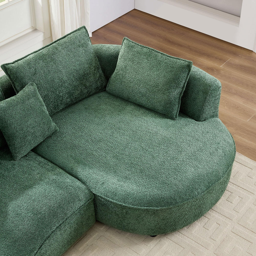 102.36" Curved Sectional Sofa, Gray Velvet 4-Seat Couch