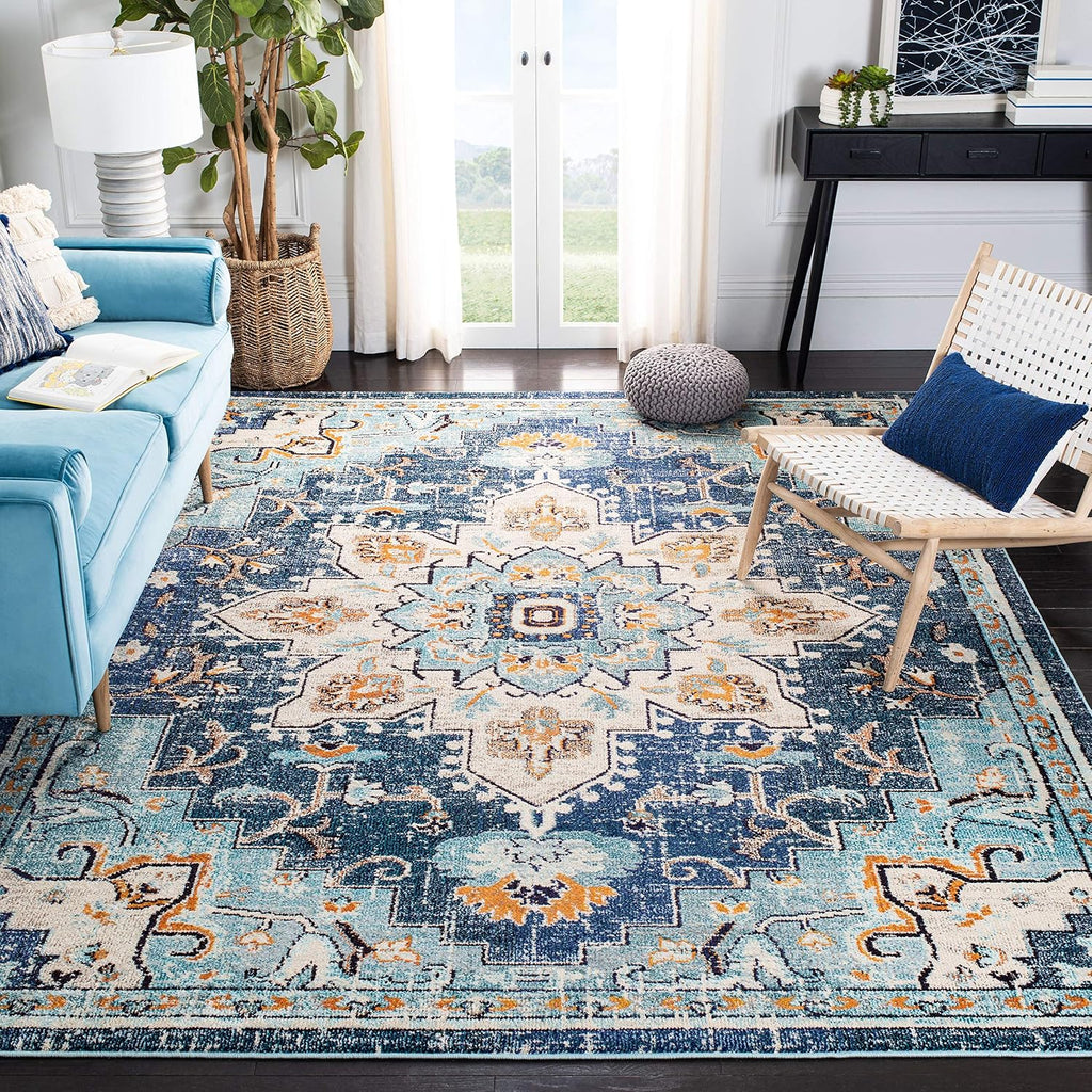 SAFAVIEH Madison Area Rug 8'x10', Traditional Ivory & Light Blue MAD473D