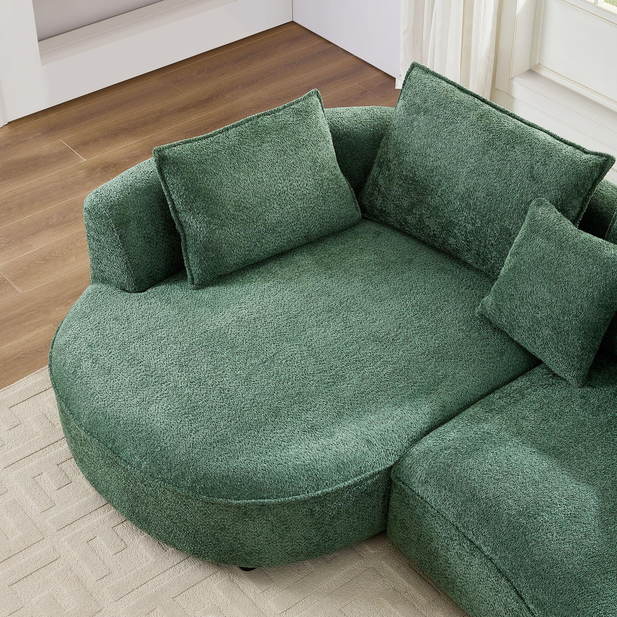 102.36" Curved Sectional Sofa, Gray Velvet 4-Seat Couch