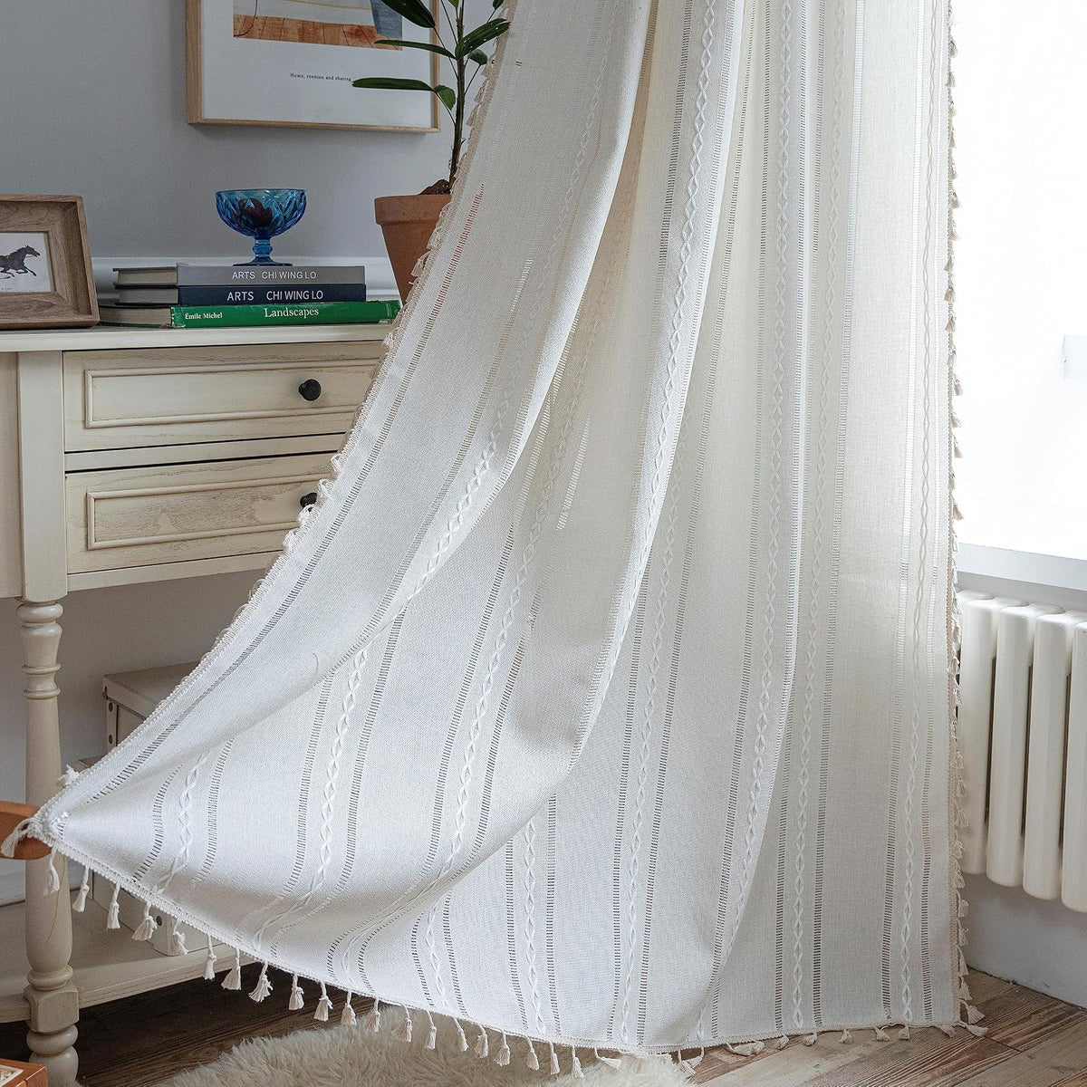 Boho Tassel Rod-Pocket Curtain Panel