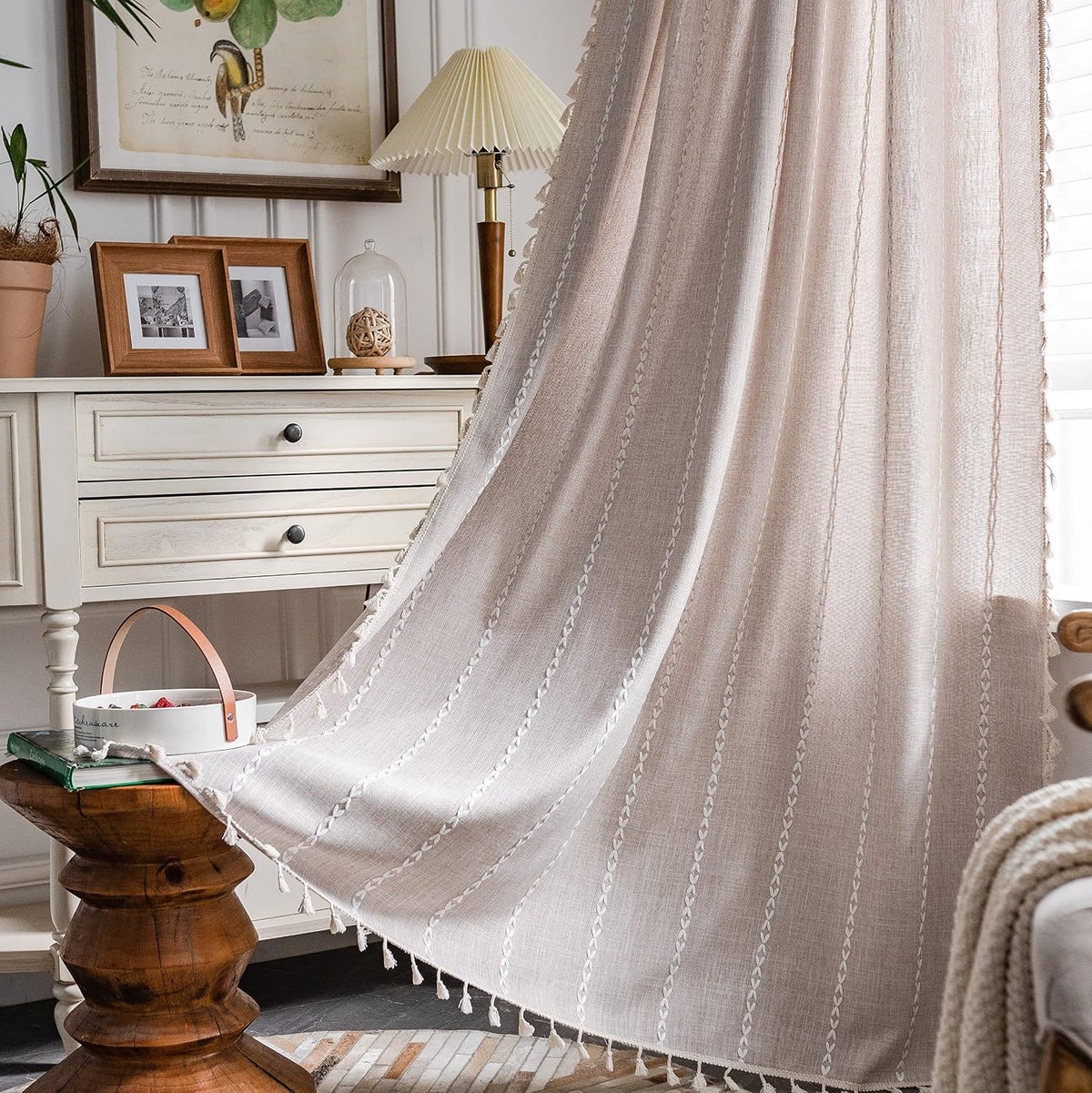 Boho Tassel Rod-Pocket Curtain Panel