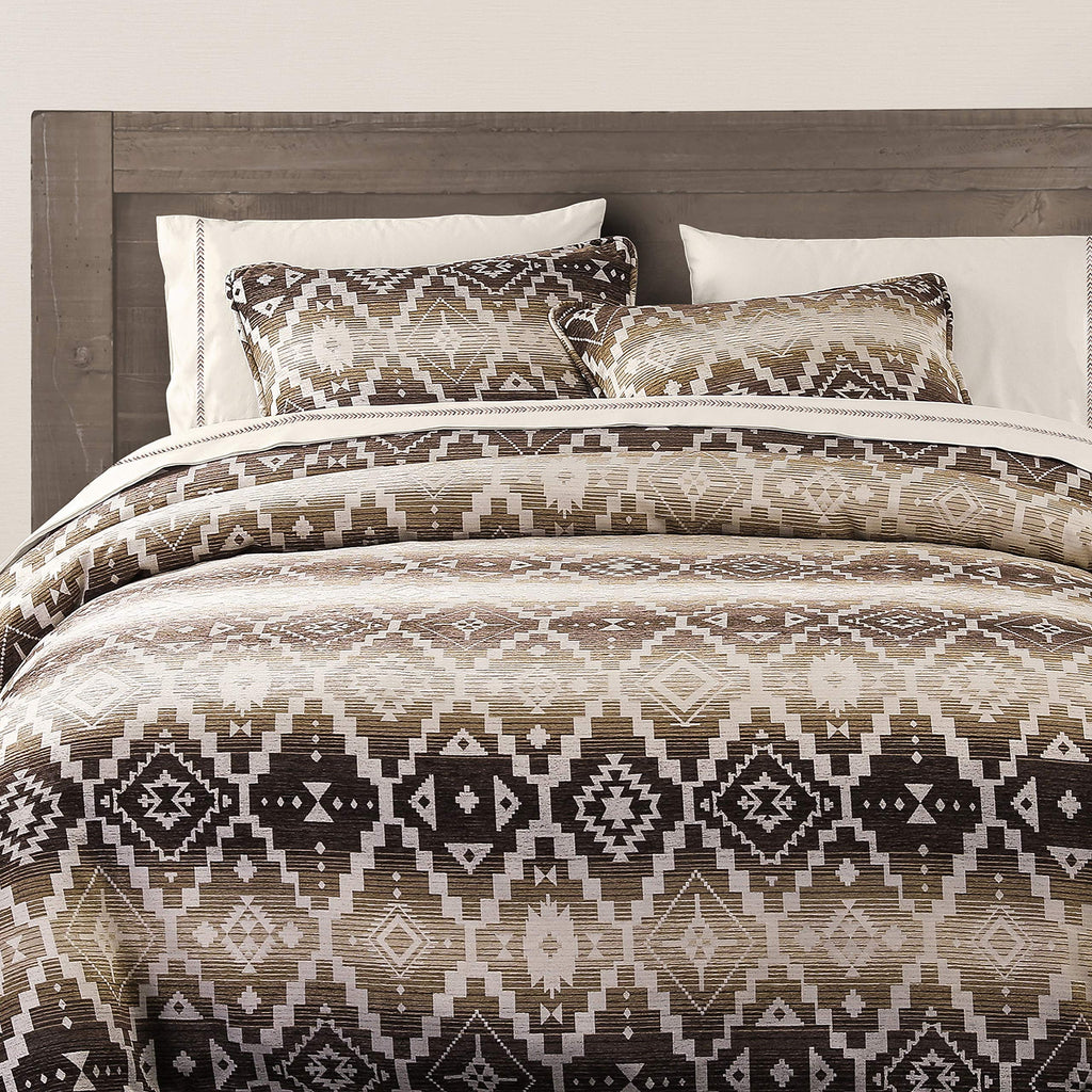 Paseo Road Chalet Aztec 3 Piece King Cream Brown Chenille Comforter Set