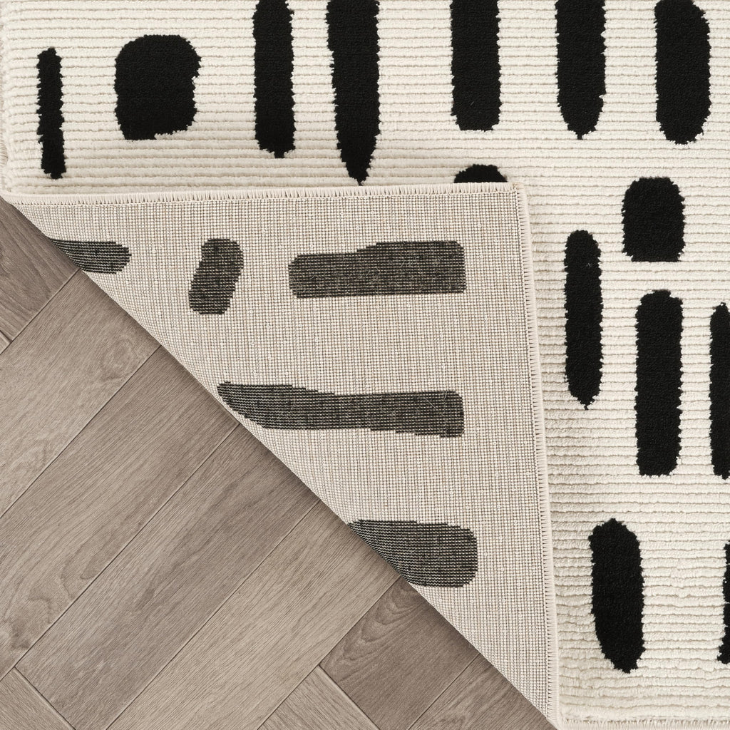 Abani Geometric Beige/Black Area Rug -6'x9' - Modern 3D Lines Design - Deco