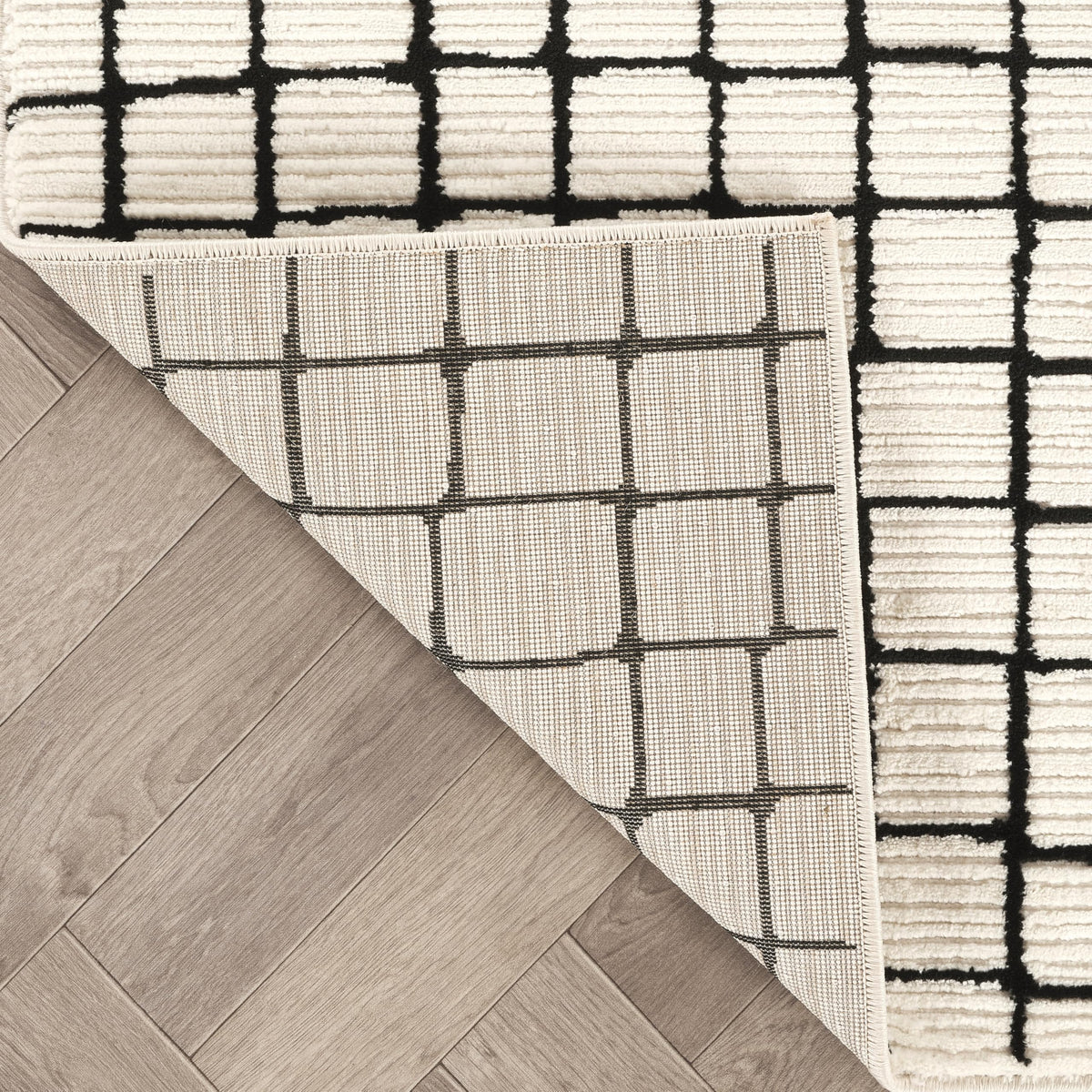 Abani Geometric Beige/Black Area Rug -6'x9' - Modern 3D Lines Design - Deco